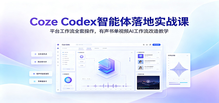 Coze Codex智能体落地实战课：平台工作流全套操作，有声书单视频AI工作流改造教学-伊亚库