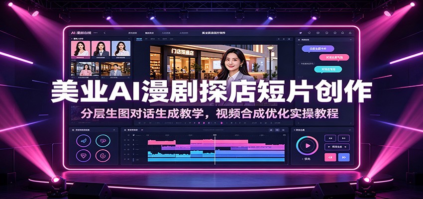 美业AI漫剧探店短片创作：分层生图对话生成教学，视频合成优化实操教程-伊亚库