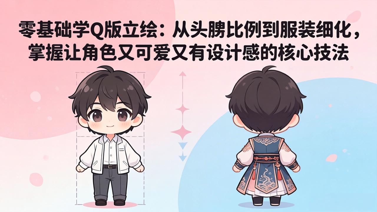 零基础学Q版立绘：从头身比例到服装细化，掌握让角色又可爱又有设计感的核心技法-伊亚库