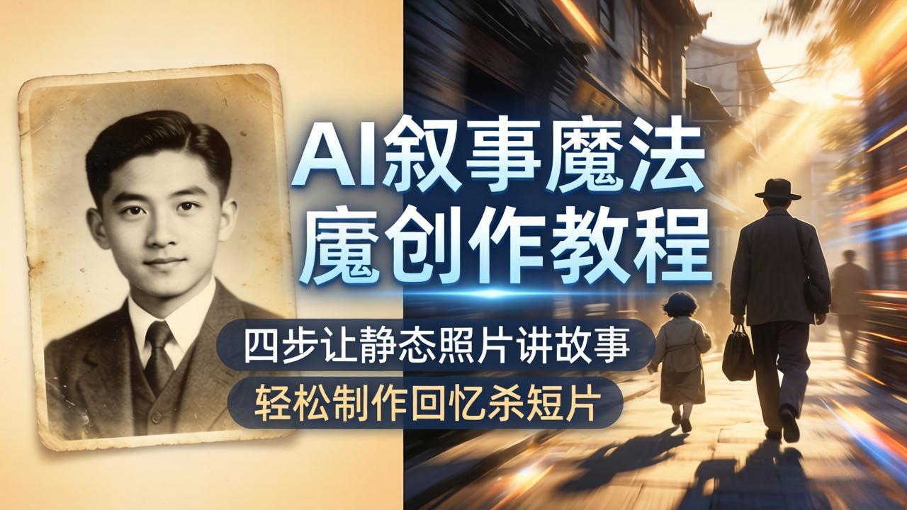 AI叙事魔法创作教程，四步让静态照片讲故事，老照片修复加动态特效，轻松制作回忆杀短片-伊亚库