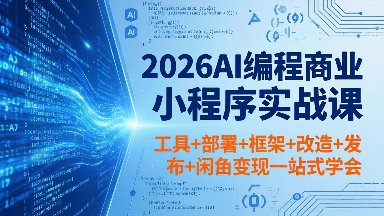 2026AI编程商业小程序实战课，工具+部署+框架+改造+发布+闲鱼变现一站式学会-伊亚库