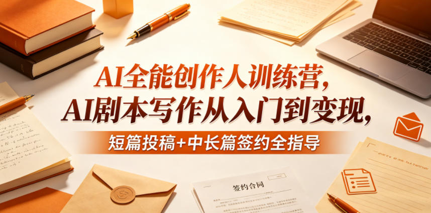 AI全能创作人训练营,AI剧本写作从入门到变现,短篇投稿+中长篇签约全指导