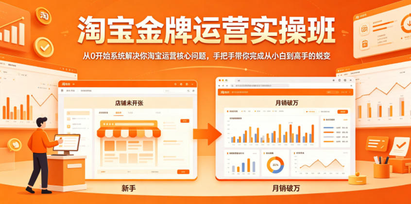 淘宝金牌运营实操班，从0开始系统解决你淘宝运营核心问题，手把手带你完成从小白到高手的蜕变-伊亚库
