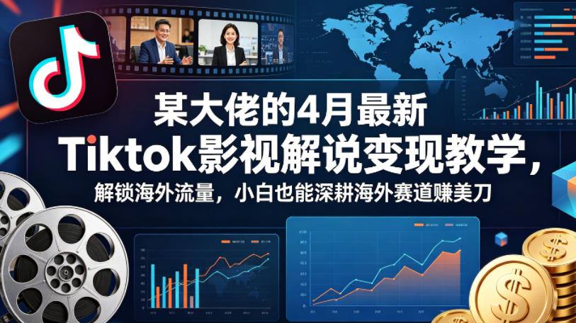 某大佬的4月最新Tiktok影视解说变现教学，解锁海外流量，小白也能深耕海外赛道賺美刀-伊亚库