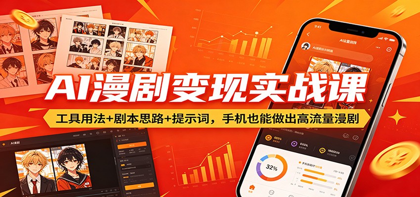 AI漫剧变现实战课：工具用法+剧本思路+提示词，手机也能做出高流量漫剧-伊亚库