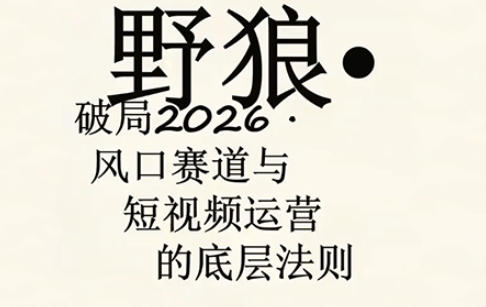 野狼团队·多平台实操运营课,覆盖AI口播、服装、好物、漫剪等热门玩法(更新4月29日)