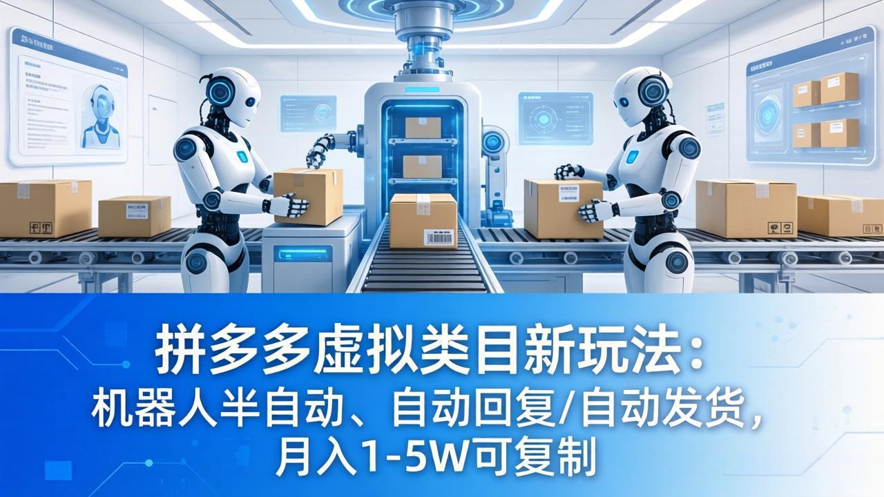 拼多多虚拟类目新玩法：机器人半自动、自动回复 /自动发货，月入 1-5W 可复制-伊亚库