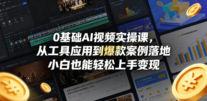 0基础AI视频实操课，从工具应用到爆款案例落地，小白也能轻松上手变现-伊亚库