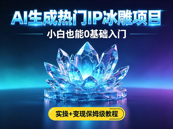 AI生成热门ip冰雕项目，小白也能0基础入门，实操+变现保姆级教程-伊亚库