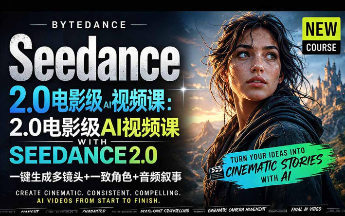 字节跳动的Seedance 2.0 AI电影视频生成制作教程,一键生成多镜头+一致角色+音频叙事-中英字幕