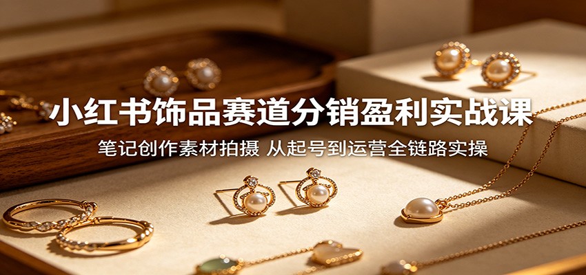 小红书饰品赛道分销盈利实战课：笔记创作素材拍摄，从起号到运营全链路实操-伊亚库