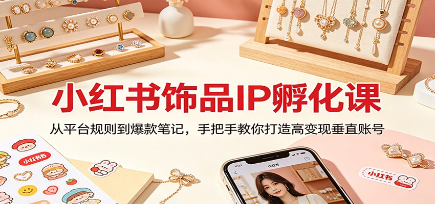 小红书饰品IP孵化课：从平台规则到爆款笔记，手把手教你打造高变现垂直账号-伊亚库