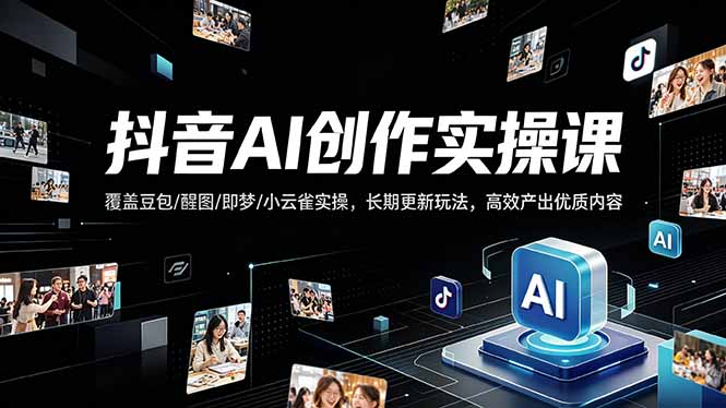 抖音AI创作变现课，覆盖豆包/醒图/即梦/小云雀实操，长期更新玩法，高效产出优质内容-伊亚库