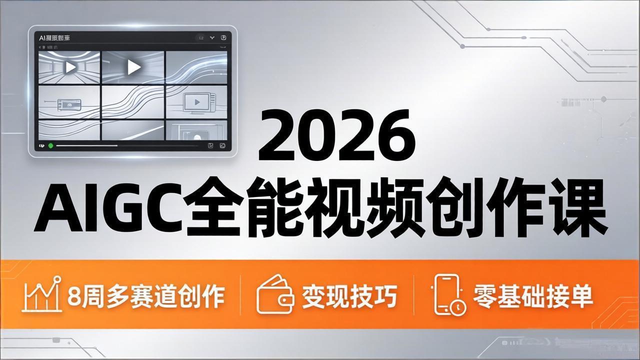 2026AIGC全能视频创作课，8周吃透多赛道创作+变现，零基础也能高效出片接单-伊亚库