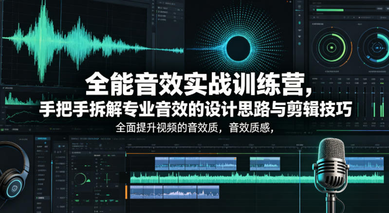 全能音效实战训练营，手把手拆解专业音效的设计思路与剪辑技巧，全面提升视频的音效质感-伊亚库