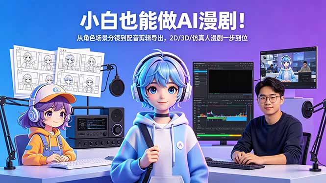 小白也能做AI漫剧！从角色场景分镜到配音剪辑导出，2D/3D/仿真人漫剧一步到位-伊亚库