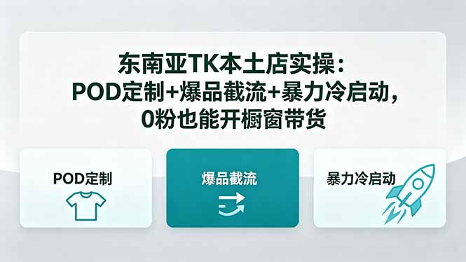东南亚TK本土店实操-5月更新：POD定制+爆品截流+暴力冷启动，0粉也能开橱窗带货-伊亚库