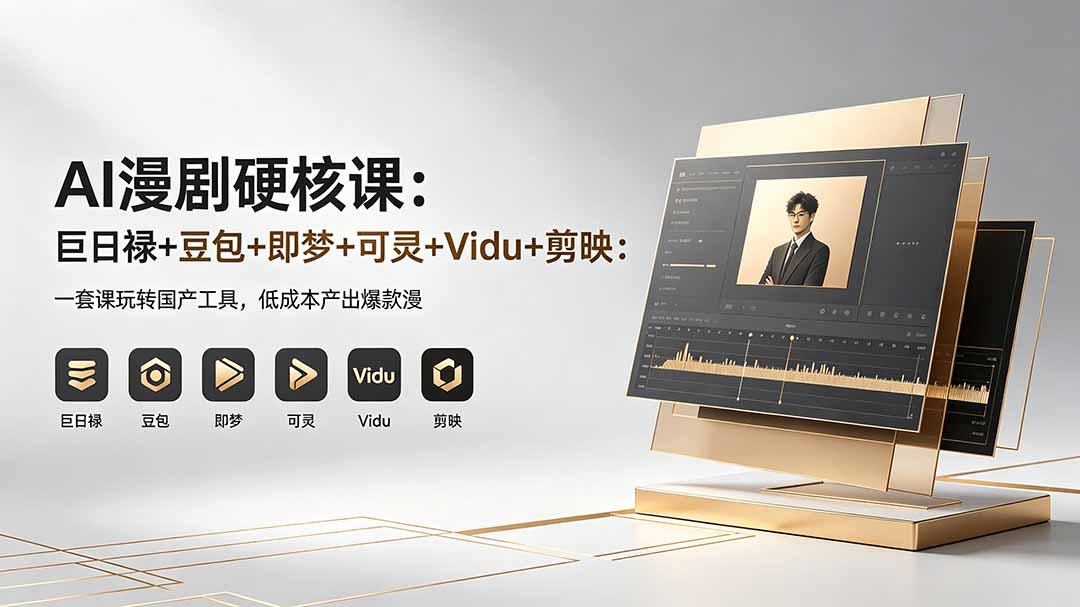 AI漫剧硬核课：巨日禄+豆包+即梦+可灵+Vidu+剪映：一套课玩转国产工具，低成本产出爆款漫剧-伊亚库