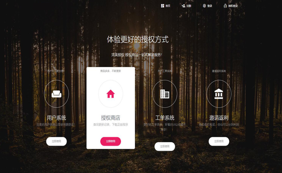 PHP域名授权系统网站 精美UI支付系统团队合作代理返利发卡系统 授权授权管理工单系统-伊亚库
