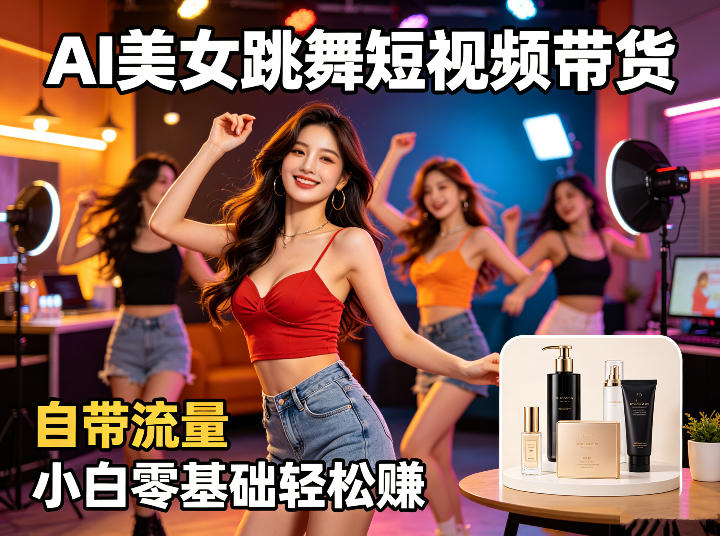 AI美女跳舞短视频带货:自带流量,小白零基础轻松賺,详细拆解