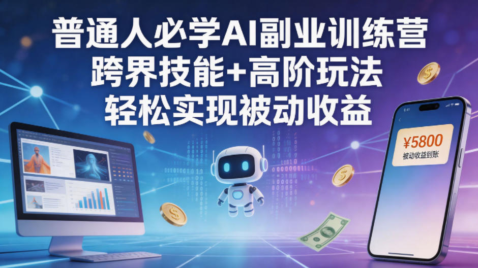 普通人必学AI副业训练营跨界技能+高阶玩法轻松实现被动收益-伊亚库
