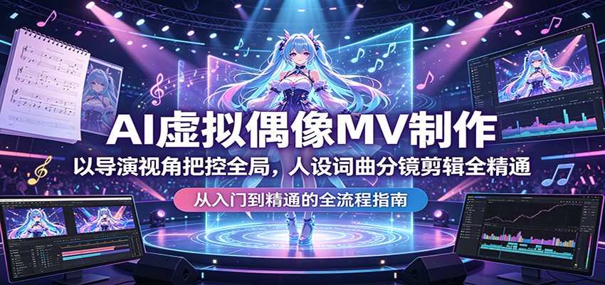 AI虚拟偶像MV制作：以导演视角把控全局，人设词曲分镜剪辑全精通-伊亚库