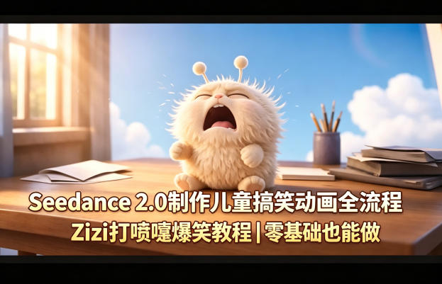 Seedance 2.0制作儿童搞笑动画全流程Zizi打喷嚏爆笑教程｜零基础也能做-伊亚库