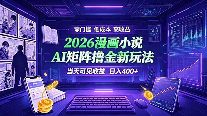 爆款小说漫画大阅读    ai矩阵操作    当天可见收益  日入400+    零门槛    高收益-伊亚库