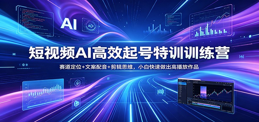 短视频AI高效起号特训训练营：赛道定位+文案配音+剪辑思维，小白快速做出高播放作品-伊亚库