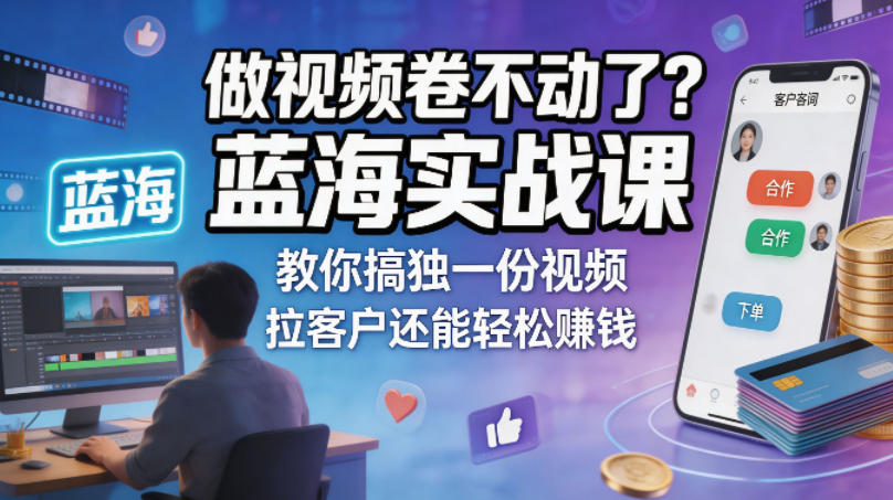 做视频卷不动了?蓝海实战课教你搞独一份视频,拉客户还能轻松賺钱!【原创双语字幕】