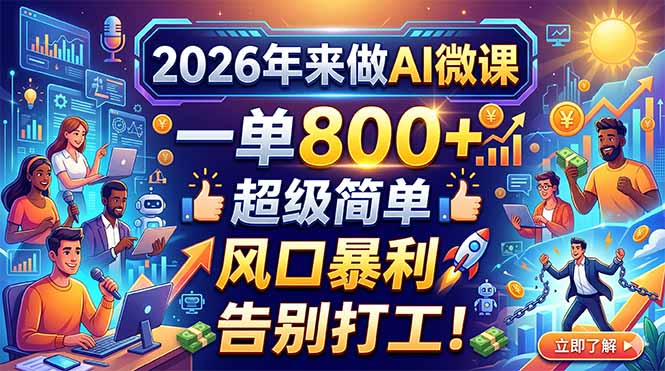 2026年来做AI微课，一单800+，超级简单，风口暴利，告别打工！-伊亚库