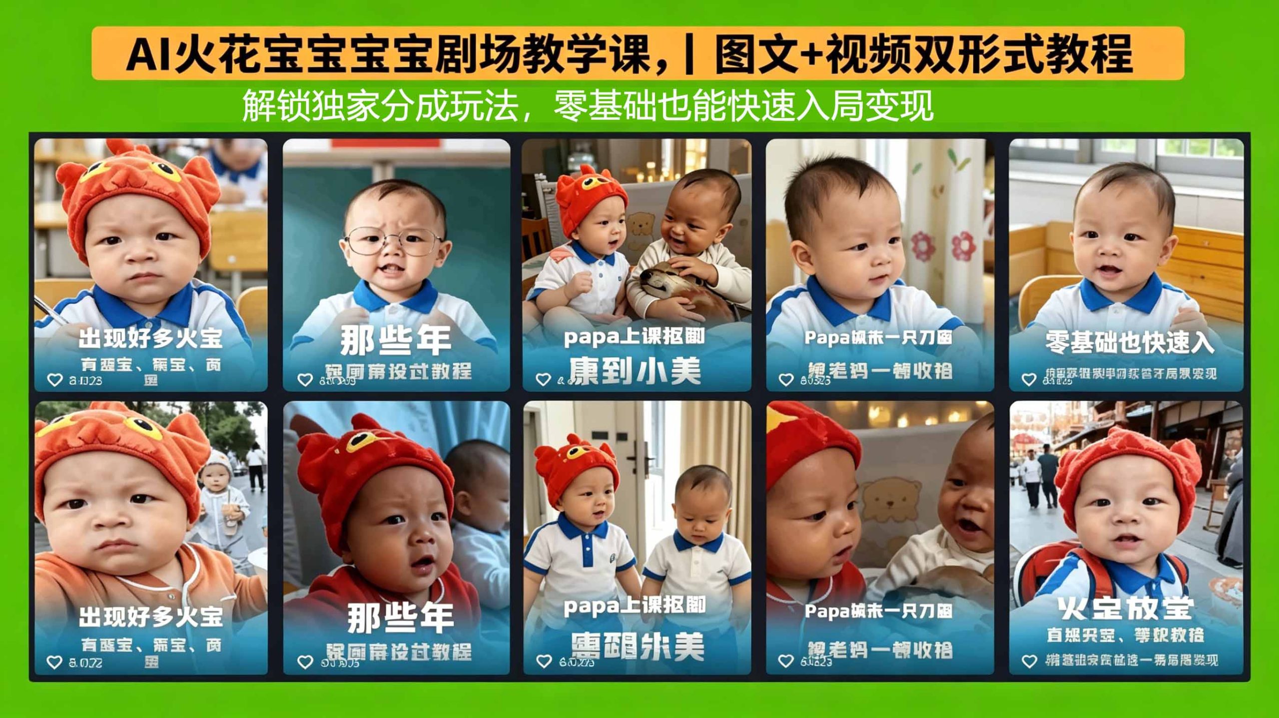 AI火花宝宝宝宝剧场教学课，图文+视频双形式教程，解锁独家分成玩法，零基础也能快速入局变现-伊亚库