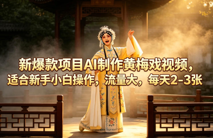 新爆款项目AI制作黄梅戏视频，适合新手小白操作，流量大，每天2-3张-伊亚库