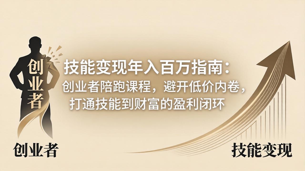 技能变现年入百万指南：创业者陪跑课程，避开低价内卷，打通技能到财富的盈利闭环-伊亚库
