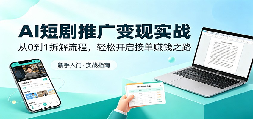 AI短剧推广变现实战:从0到1拆解流程,轻松开启接单赚钱之路-伊亚库