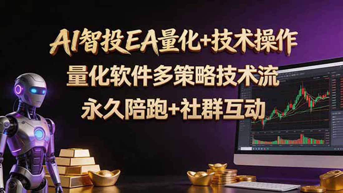 AI智投EA量化操作技术训练营，软件自动操作，简单学习轻松上入手日入30-100U-伊亚库