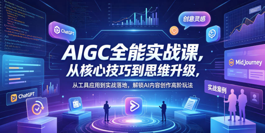 AIGC全能实战课,从核心技巧到思维升级,从工具应用到实战落地,解锁AI内容创作高阶玩法