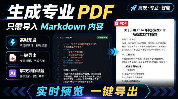 只需导入Markdown内容，实时预览一键导出专业PDF！轻松解决AI生成内容排版问题Presto-伊亚库