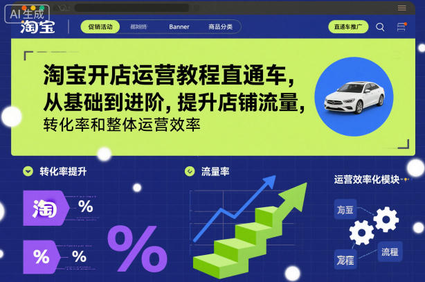 淘宝开店运营教程直通车,从基础到进阶,提升店铺流量,转化率和整体运营效率(更新26年4月20日)