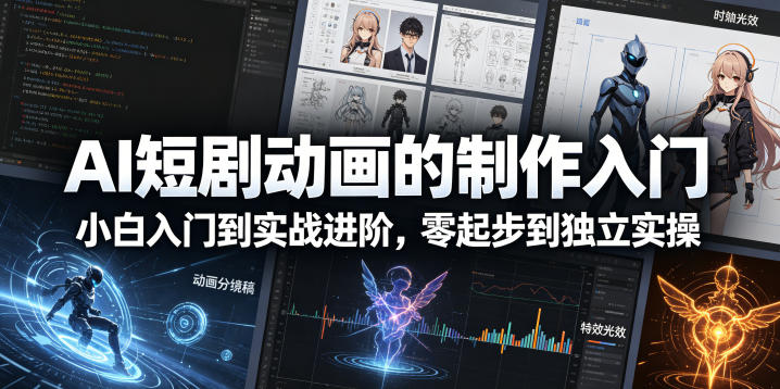 AI短剧动画的制作入门,小白入门到实战进阶,零起步到独立实操