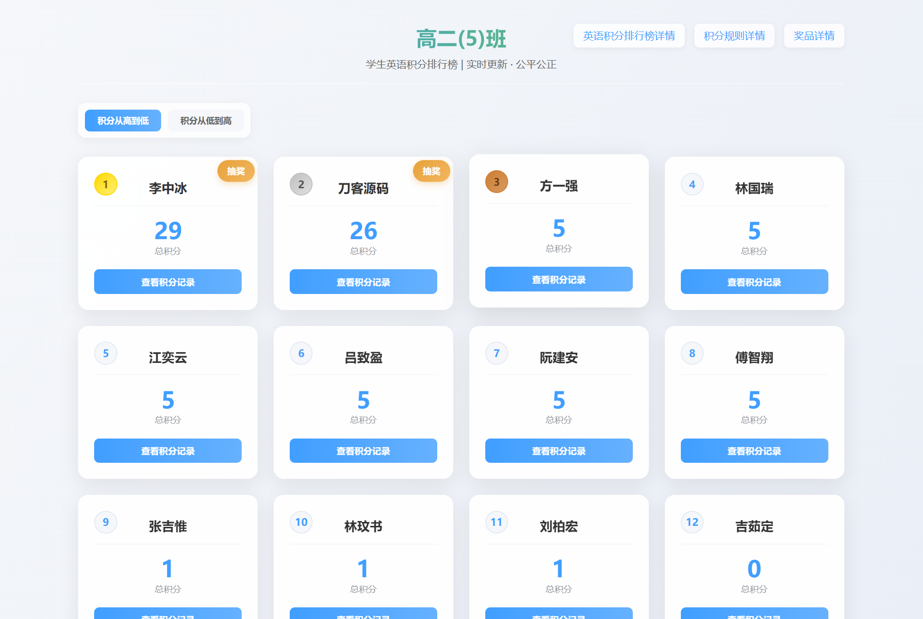 班级学生平时表现记录 积分抽奖系统源码 全开源-伊亚库