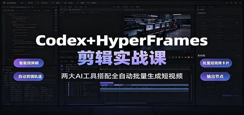 Codex+HyperFrames剪辑实战课：两大AI工具搭配全自动批量生成短视频-伊亚库