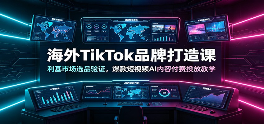 海外TikTok品牌打造课：利基市场选品验证，爆款短视频AI内容付费投放教学-伊亚库