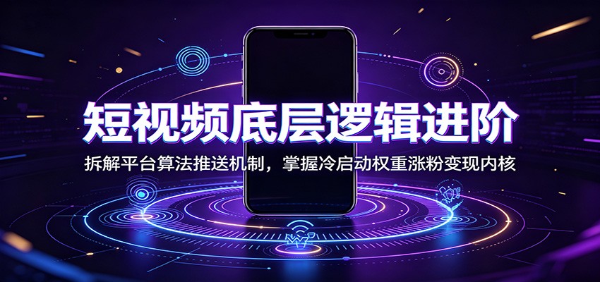 短视频底层逻辑进阶：拆解平台算法推送机制，掌握冷启动权重涨粉变现内核-伊亚库