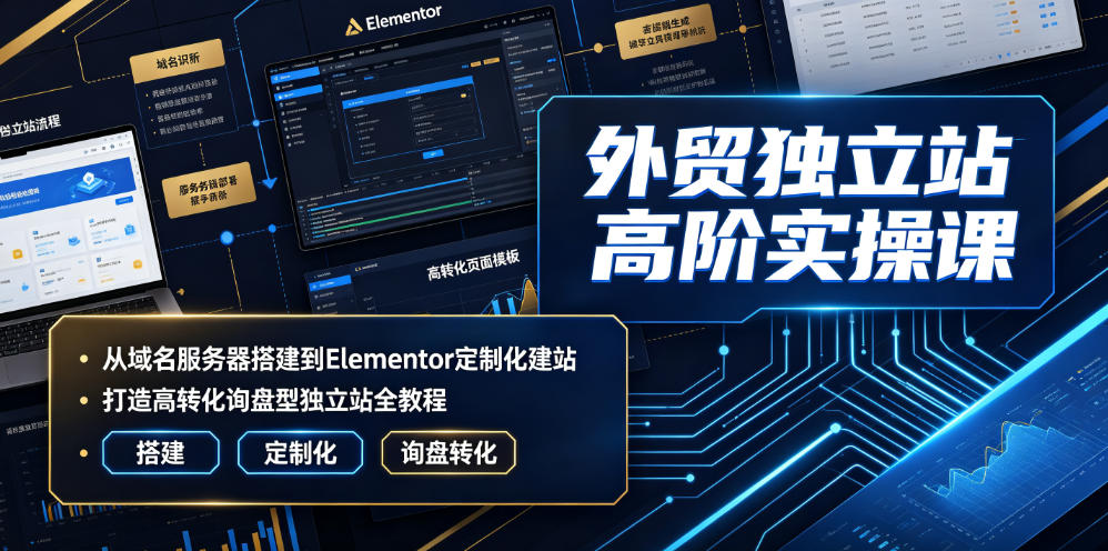 外贸独立站高阶实操课｜从域名服务器搭建到Elementor定制化建站，打造高转化询盘型独立站全教程-伊亚库
