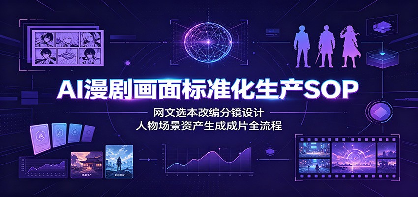 AI漫剧画面标准化生产SOP：网文选本改编分镜设计，人物场景资产生成成片全流程-伊亚库