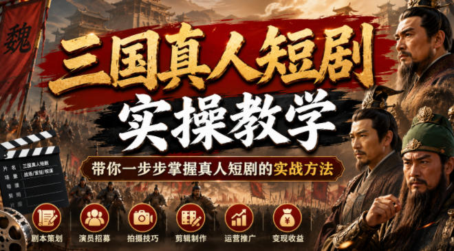三国真人短剧实操教学,带你一步步掌握真人短剧的实战方法