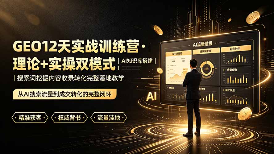 GEO12天实战训练营·理论+实操双模式｜AI知识库搭建｜搜索词挖掘内容收录转化完整落地教学-伊亚库