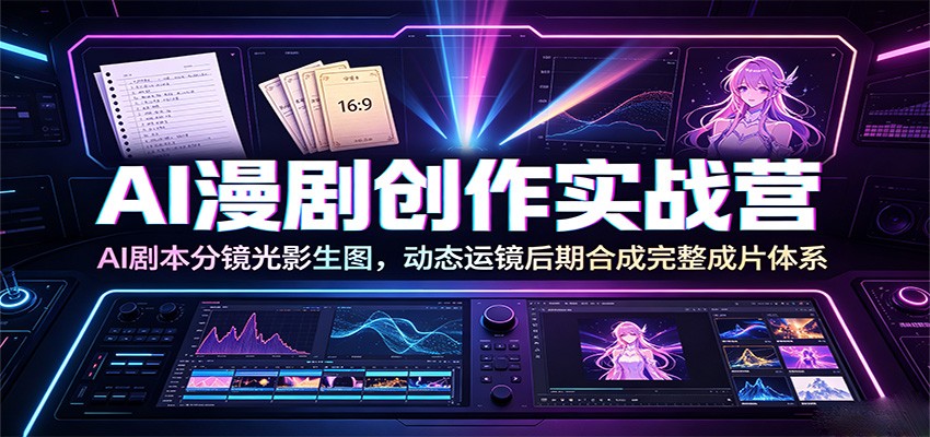 AI漫剧创作实战营：AI剧本分镜光影生图，动态运镜后期合成完整成片体系-伊亚库