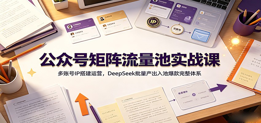 公众号矩阵流量池实战课：多账号IP搭建运营，DeepSeek批量产出入池爆款完整体系-伊亚库